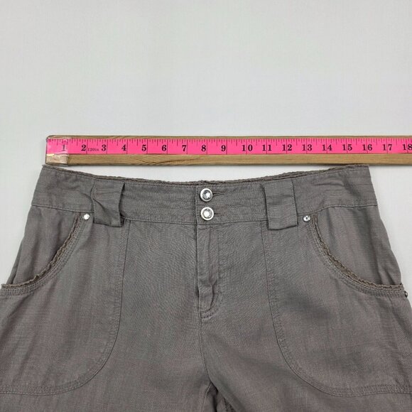 INC International Concepts Linen Wide Leg Pants Size 8 Gray Beachy Boho Classic - Picture 10 of 14